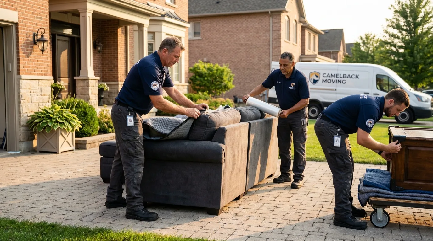 Large estate moving crew wrapping furniture in Coto Laurel, PR